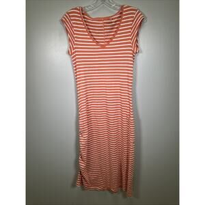 Toad & Co‎ Muse Maxi Dress S Orange White Striped Adjustable Side Preppy